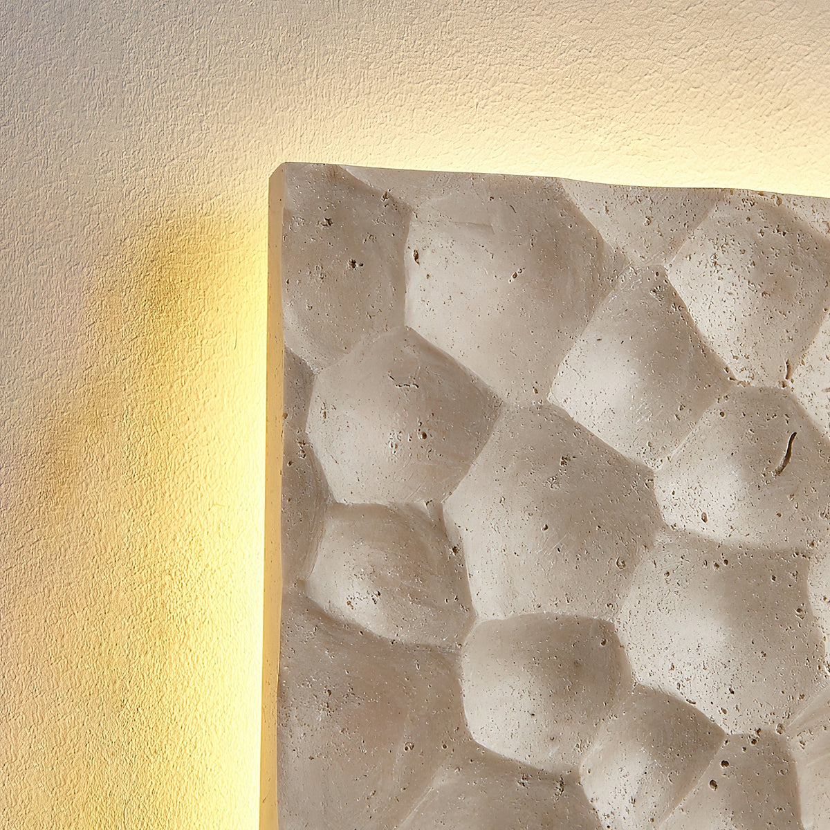 Modular Panel Travertine Sconce - Square Natural Limestone & Integrated LED Wall Light