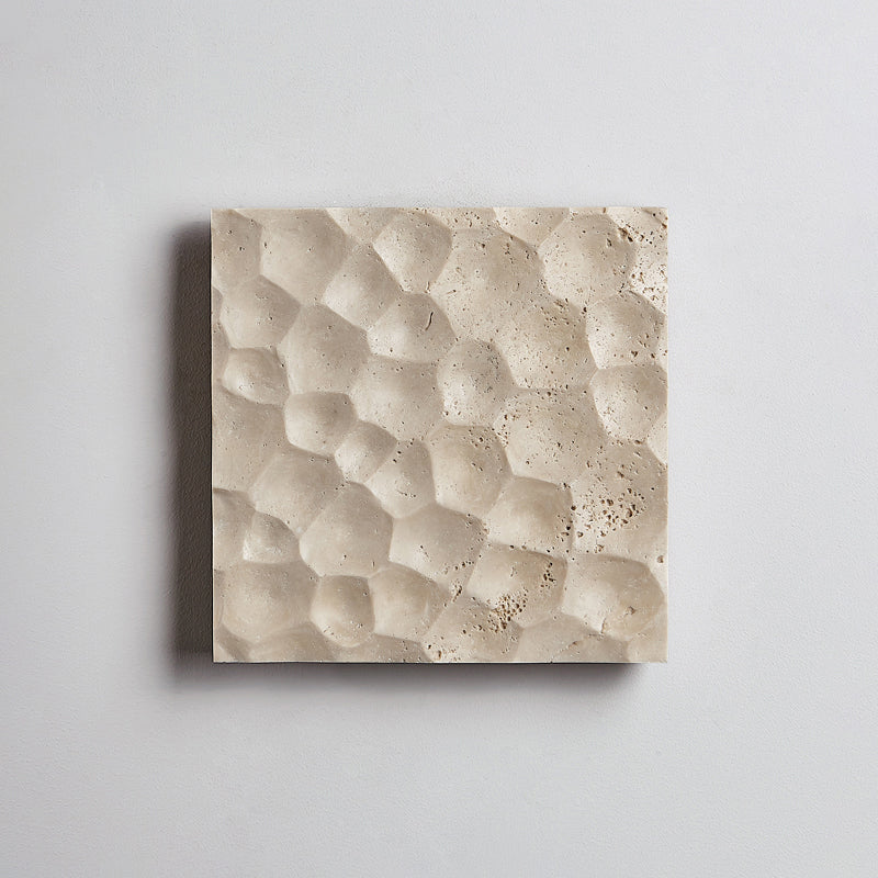 Modular Panel Travertine Sconce - Square Natural Limestone & Integrated LED Wall Light