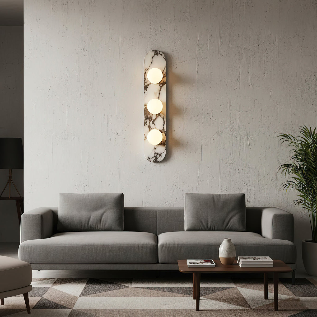 Modulo Marble Wall Lamp - Italian Bulgari Marble & Opaline Glass Sconce