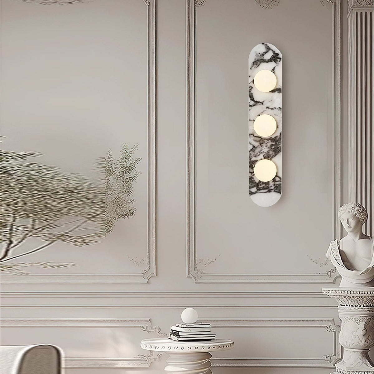 Modulo Marble Wall Lamp - Italian Bulgari Marble & Opaline Glass Sconce