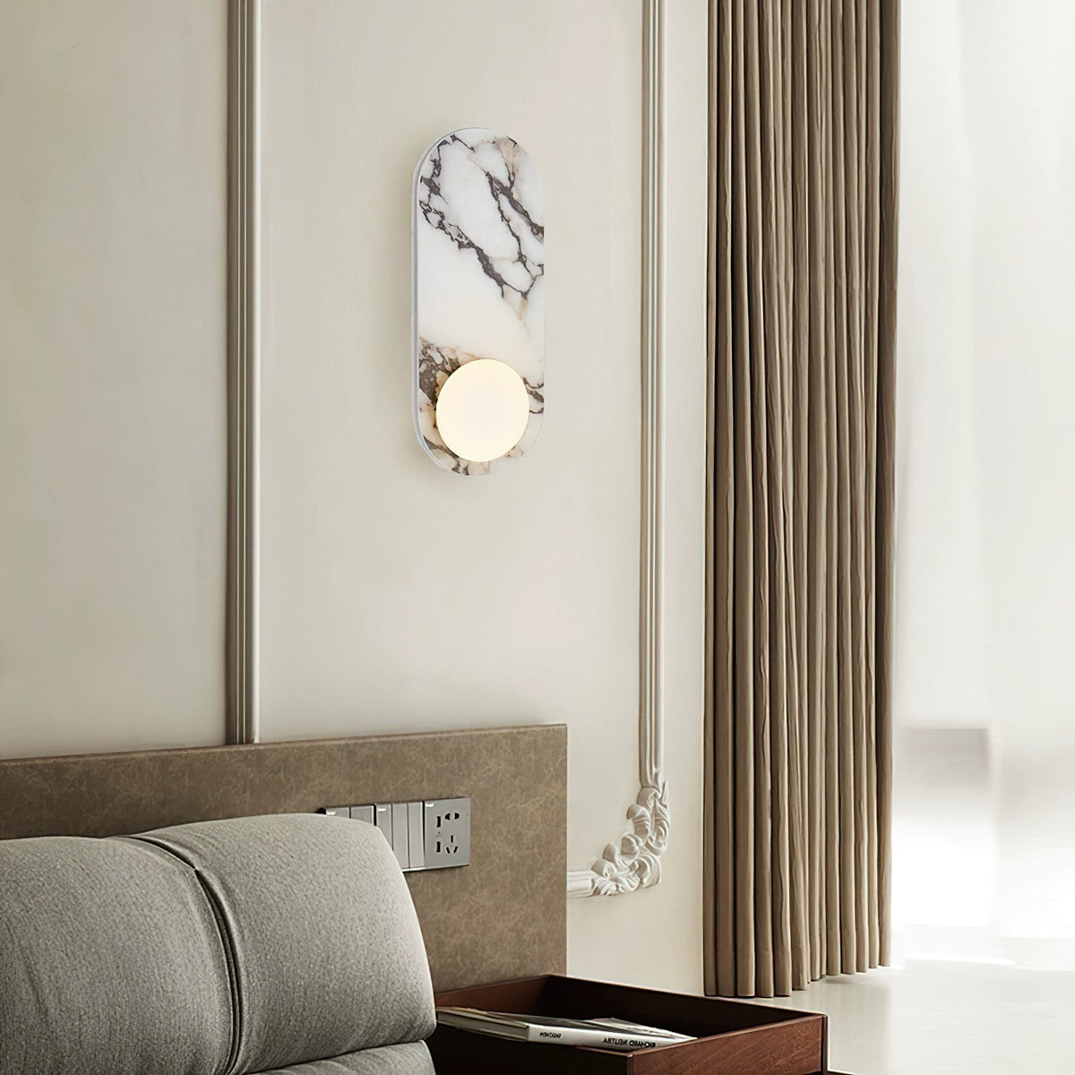 Modulo Marble Wall Lamp - Italian Bulgari Marble & Opaline Glass Sconce