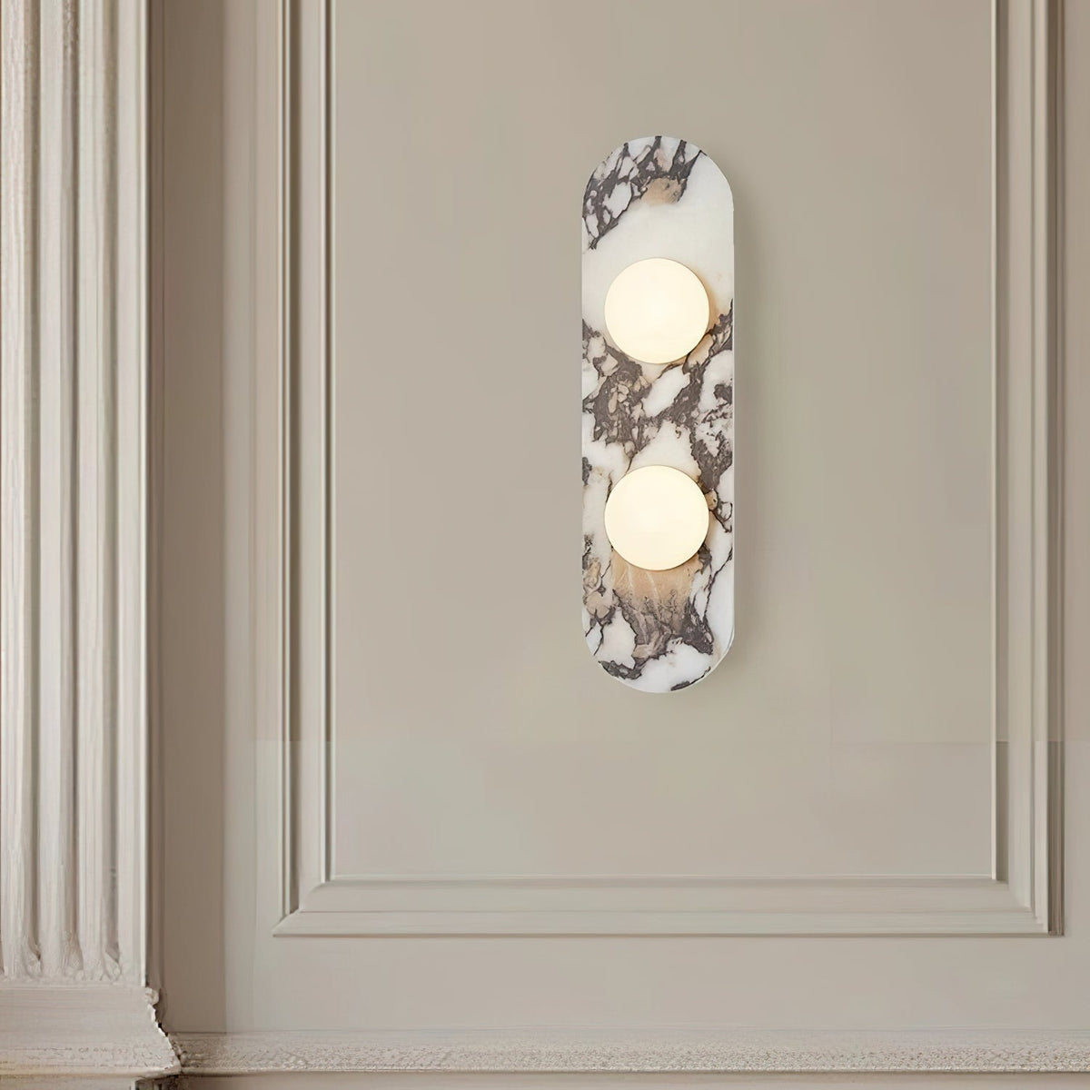 Modulo Marble Wall Lamp - Italian Bulgari Marble & Opaline Glass Sconce