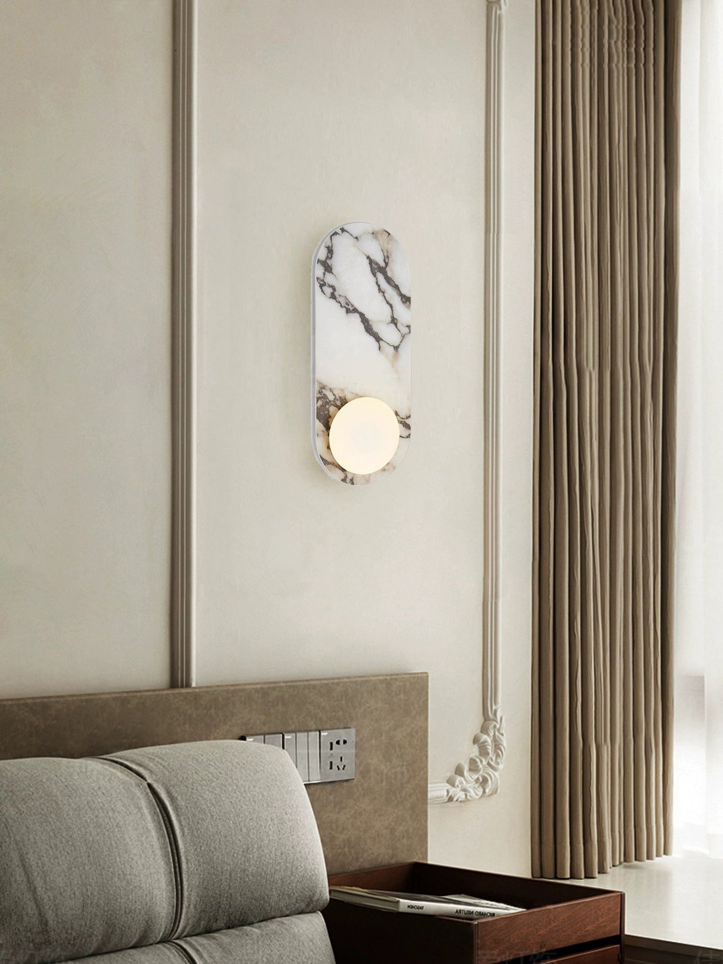 Modulo Marble Wall Lamp - Italian Bulgari Marble & Opaline Glass Sconce