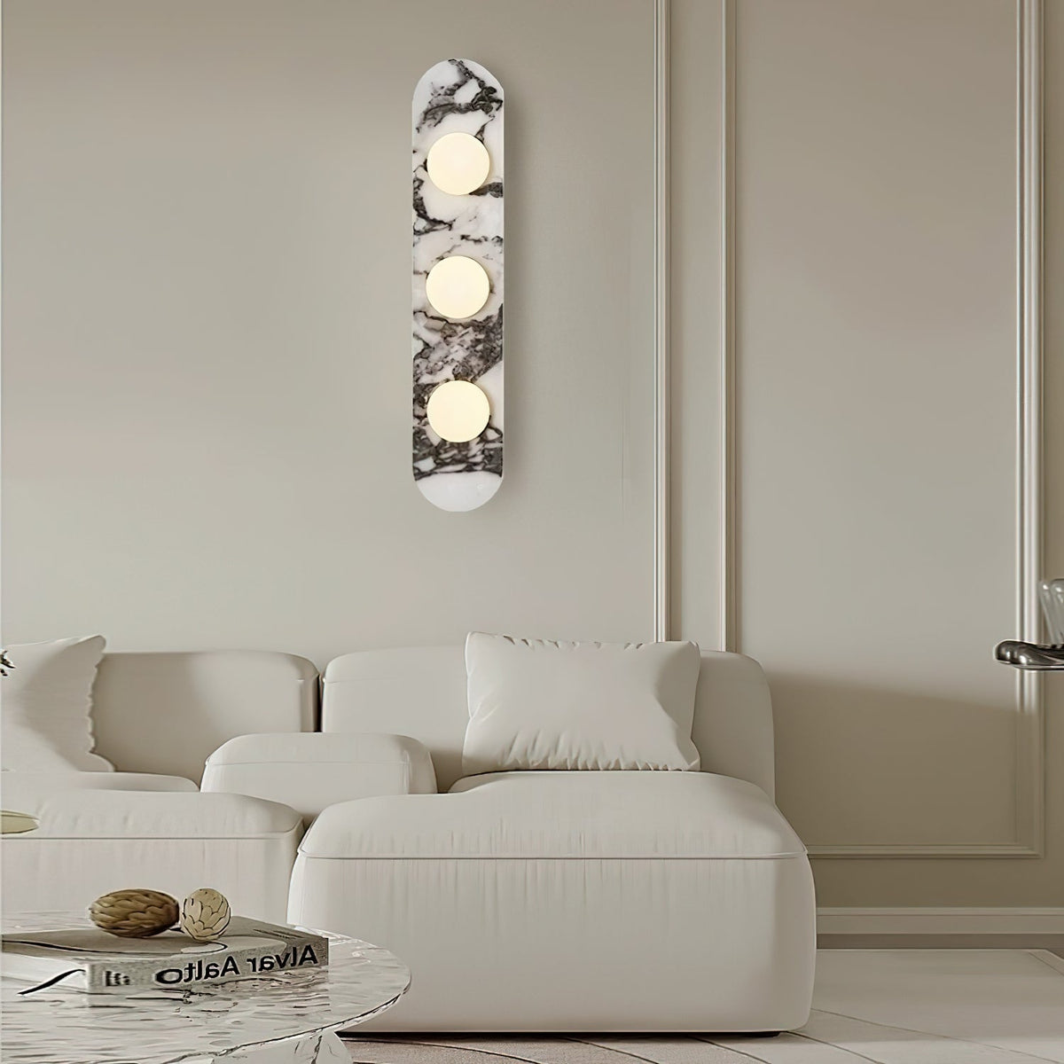 Modulo Marble Wall Lamp - Italian Bulgari Marble & Opaline Glass Sconce
