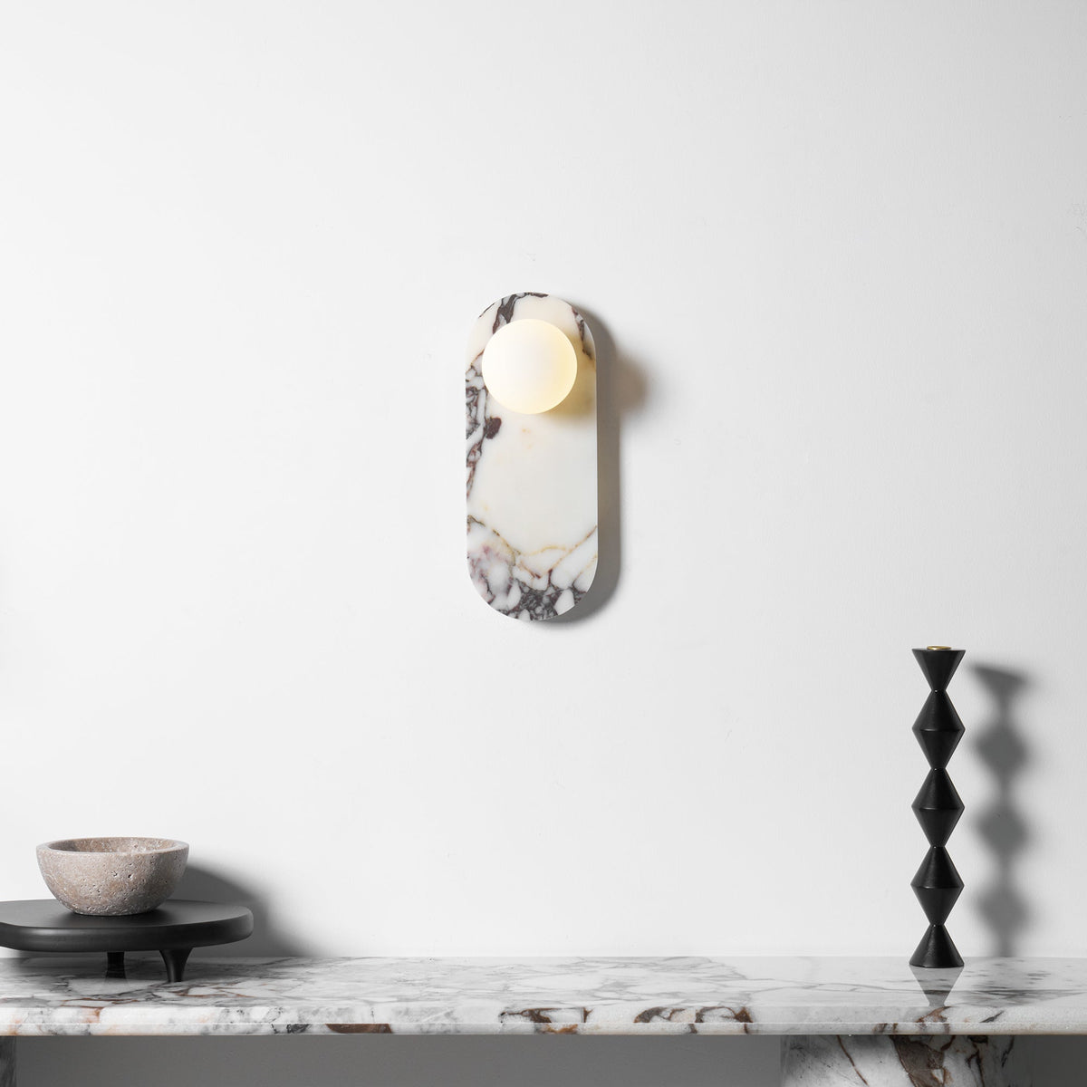 Modulo Marble Wall Lamp - Italian Bulgari Marble & Opaline Glass Sconce