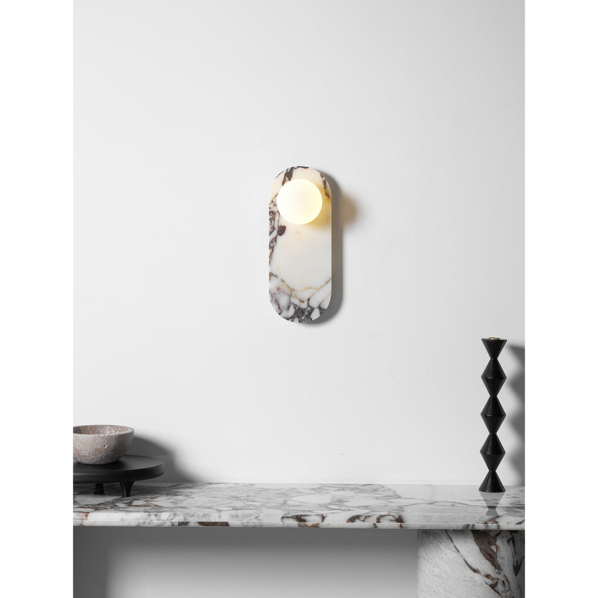 Modulo Marble Wall Lamp - Italian Bulgari Marble & Opaline Glass Sconce