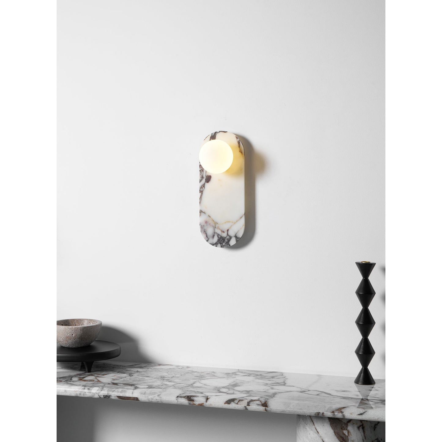 Modulo Marble Wall Lamp - Italian Bulgari Marble & Opaline Glass Sconce