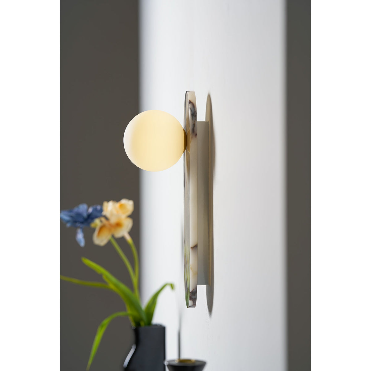 Modulo Marble Wall Lamp - Italian Bulgari Marble & Opaline Glass Sconce