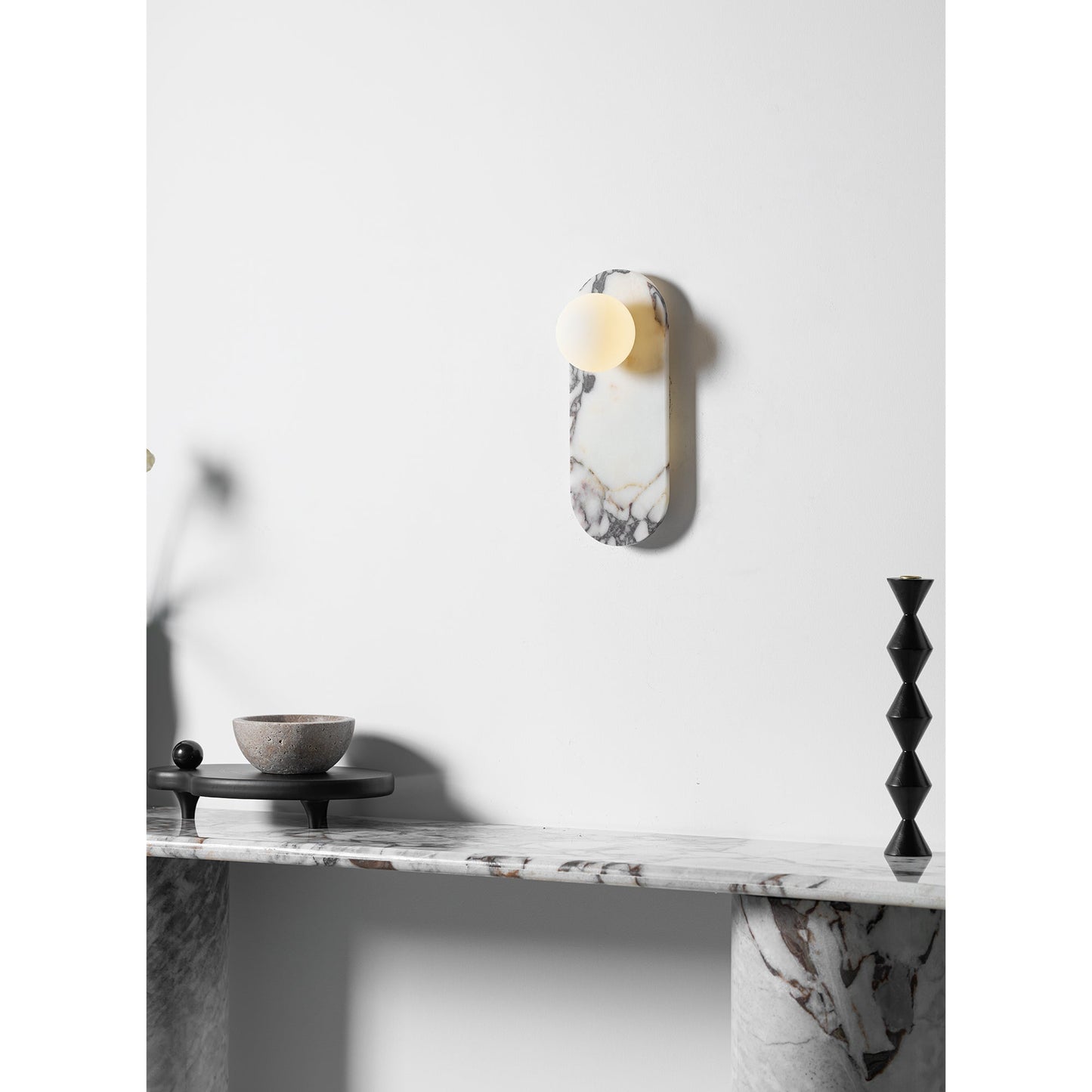 Modulo Marble Wall Lamp - Italian Bulgari Marble & Opaline Glass Sconce