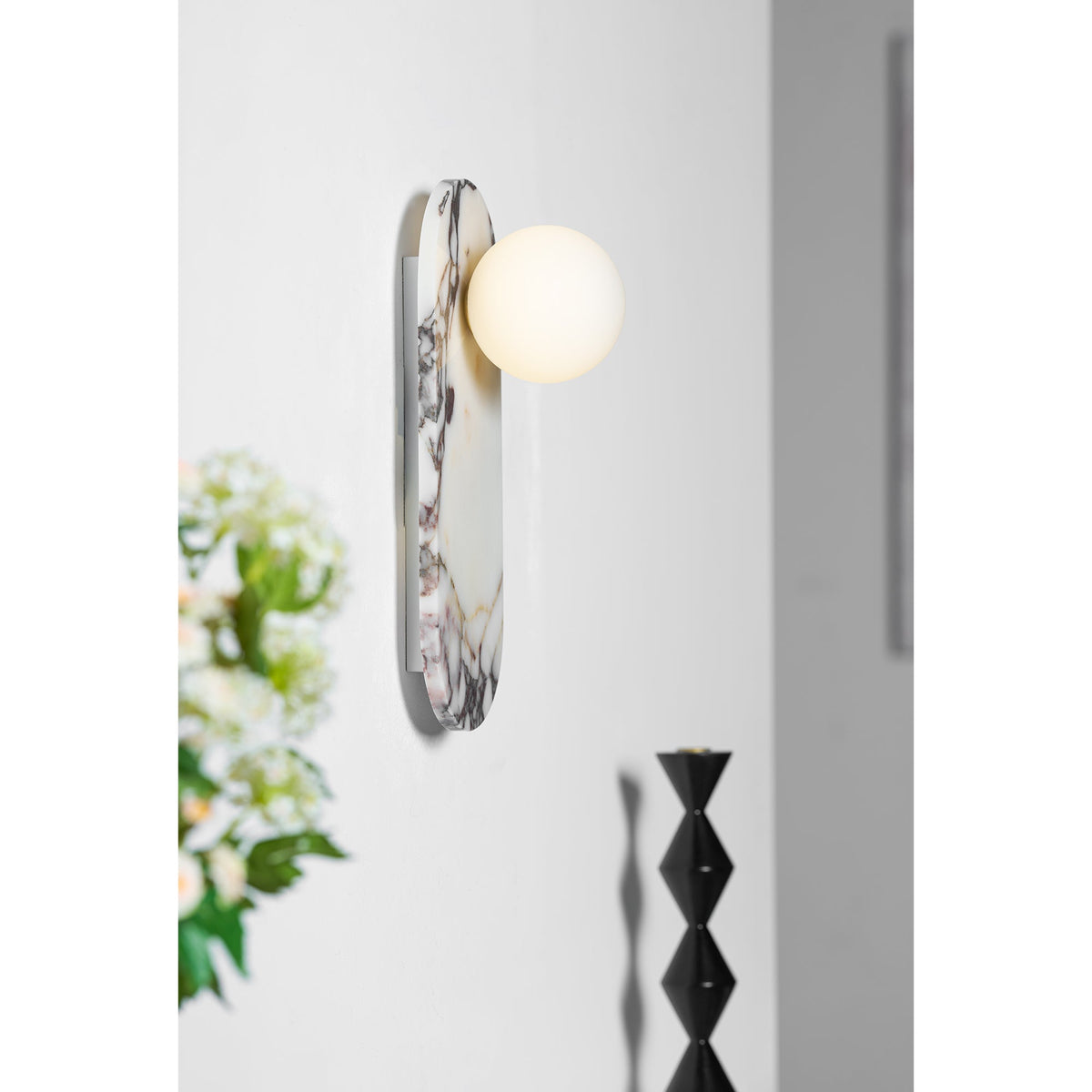 Modulo Marble Wall Lamp - Italian Bulgari Marble & Opaline Glass Sconce