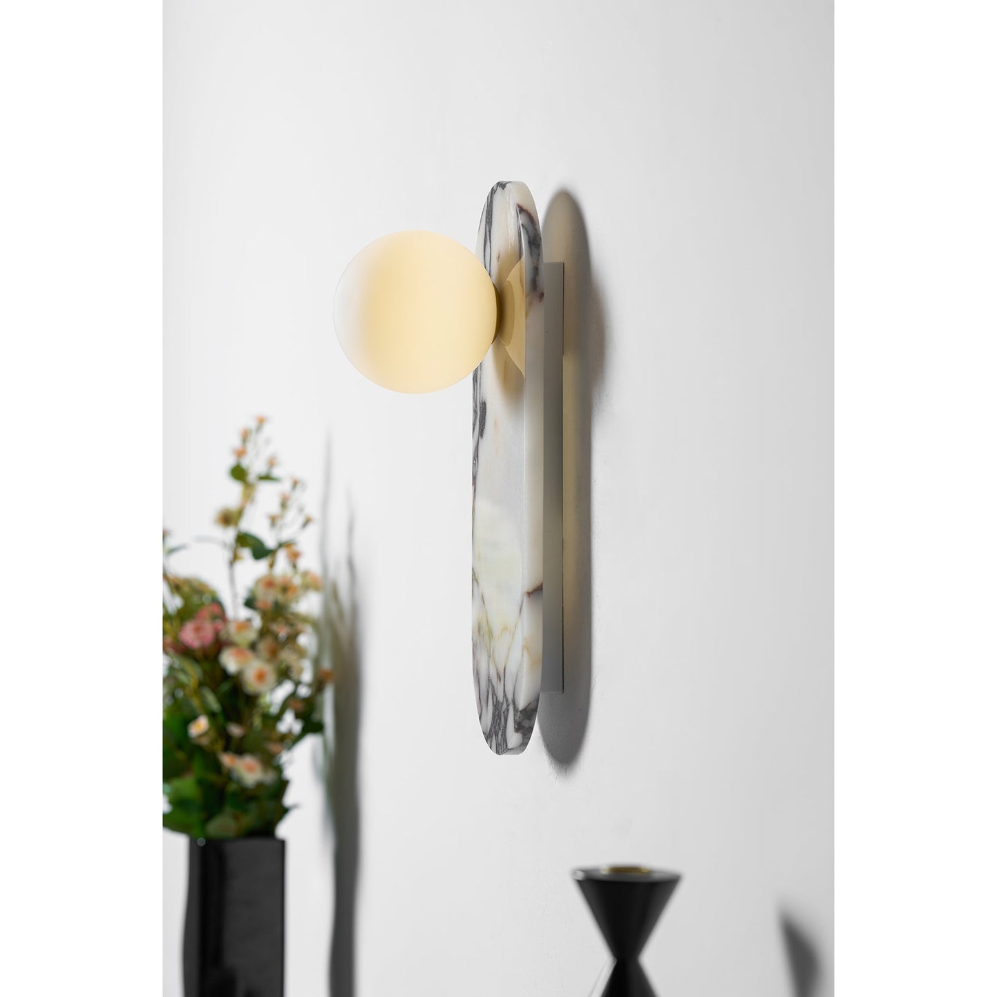 Modulo Marble Wall Lamp - Italian Bulgari Marble & Opaline Glass Sconce