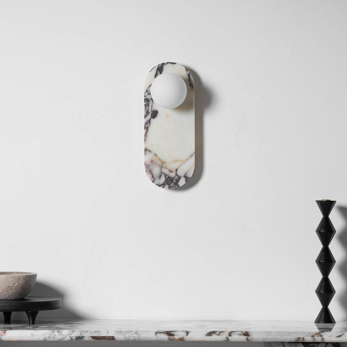 Modulo Marble Wall Lamp - Italian Bulgari Marble & Opaline Glass Sconce
