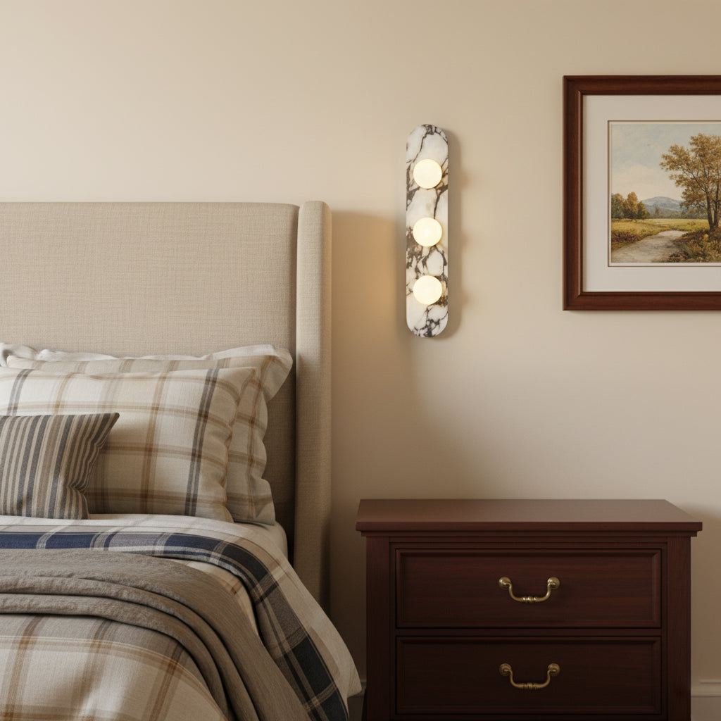 Modulo Marble Wall Lamp - Italian Bulgari Marble & Opaline Glass Sconce