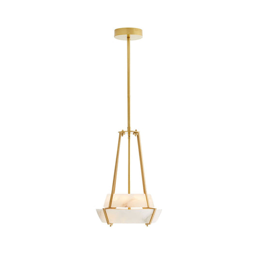 Mohegan Alabaster Pendant Lamp - Modern Dual Ring Alabaster & Gold LED Light