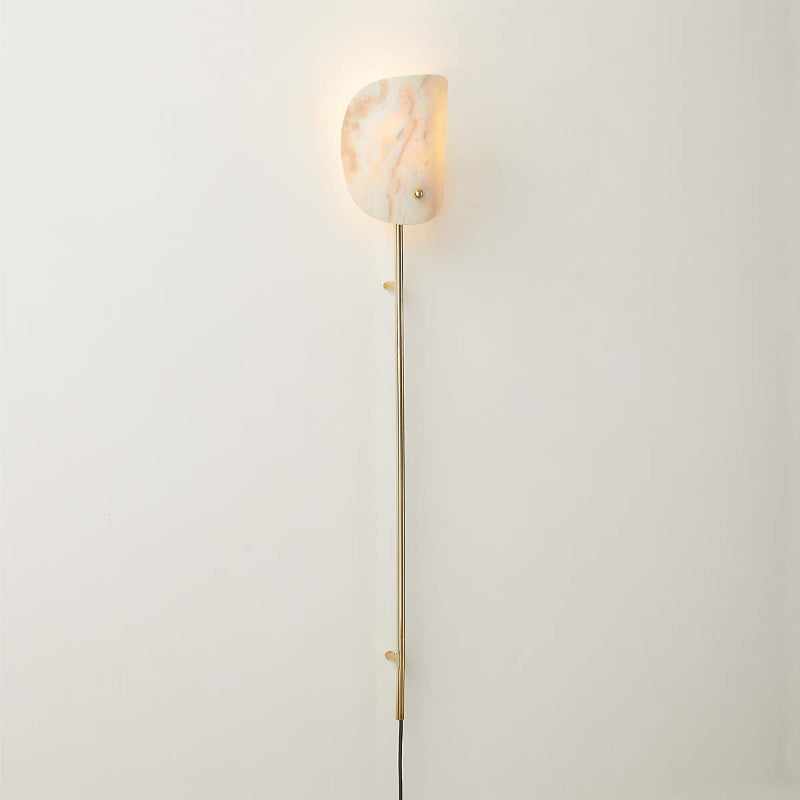 Monet Onyx Plug-In Sconce - Hand-Carved Solid Onyx & Gold Wall Light