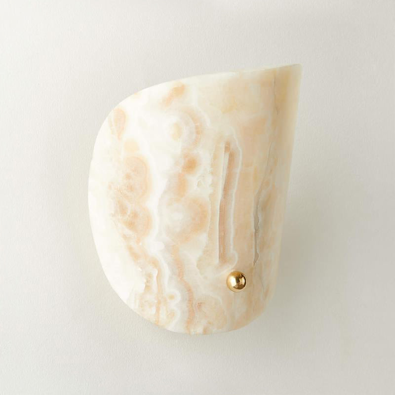 Monet Onyx Wall Lamp - Hand-Carved Solid Onyx & Unlacquered Brass Sconce