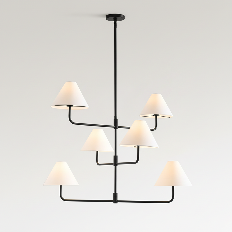 Basden Three Tier Chandelier | Mobile-Inspired 6-Light Brass Pendant