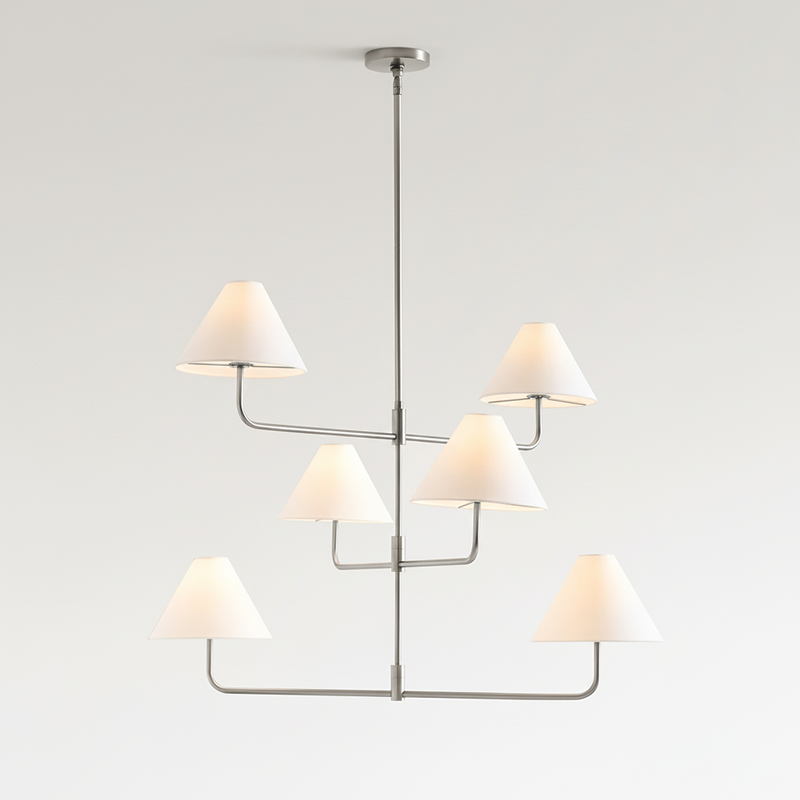 Basden Three Tier Chandelier | Mobile-Inspired 6-Light Brass Pendant