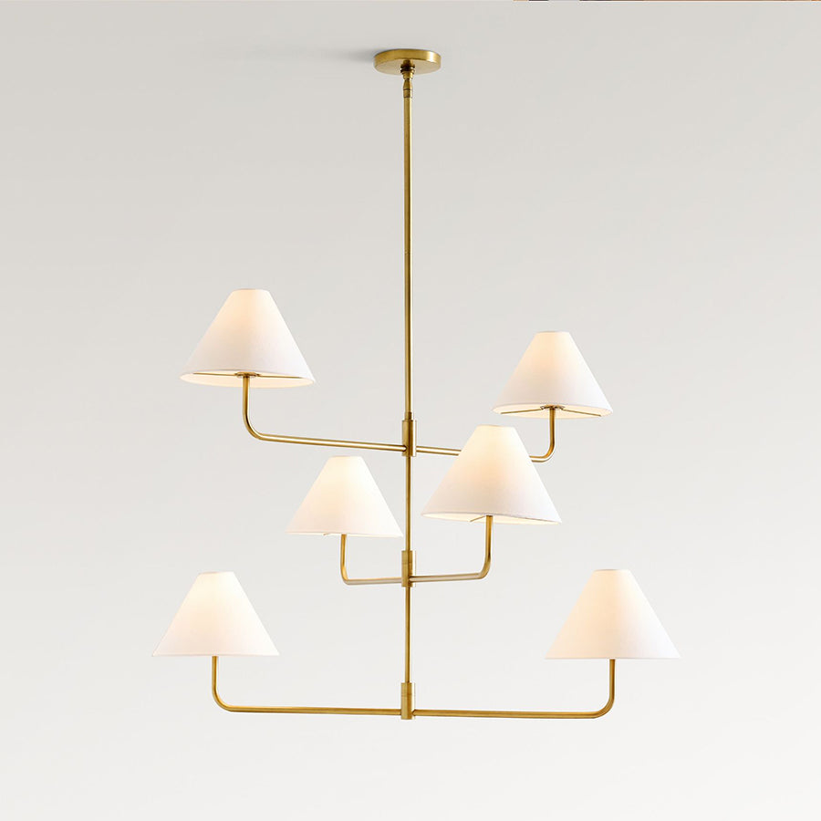 Basden Three Tier Chandelier | Mobile-Inspired 6-Light Brass Pendant