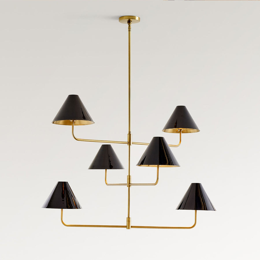 Basden Three Tier Chandelier | Mobile-Inspired 6-Light Brass Pendant
