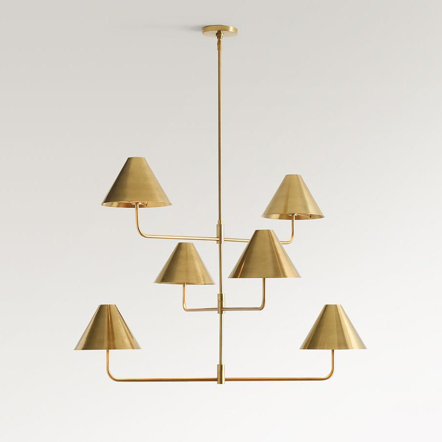Basden Three Tier Chandelier | Mobile-Inspired 6-Light Brass Pendant