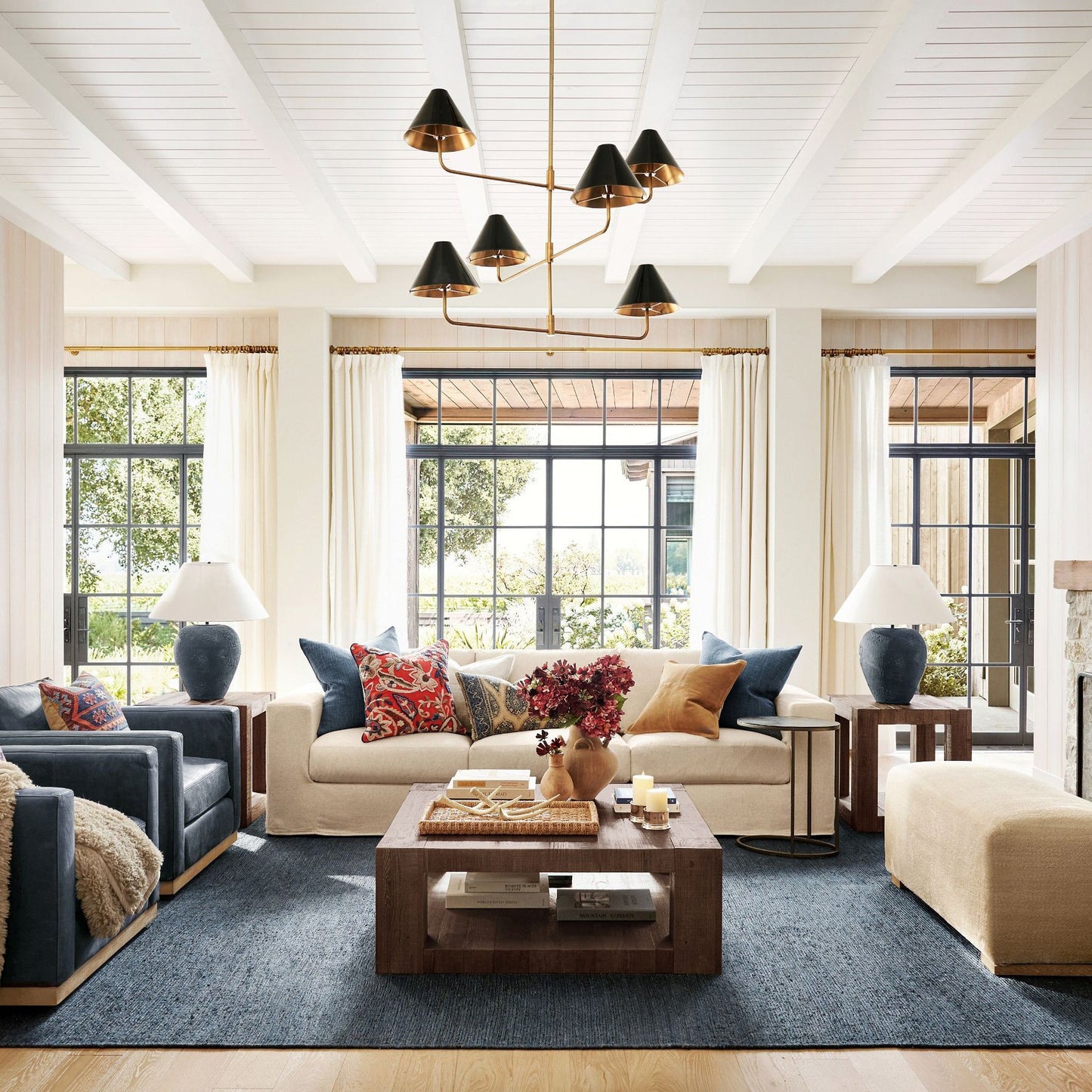 Basden Three Tier Chandelier | Mobile-Inspired 6-Light Brass Pendant