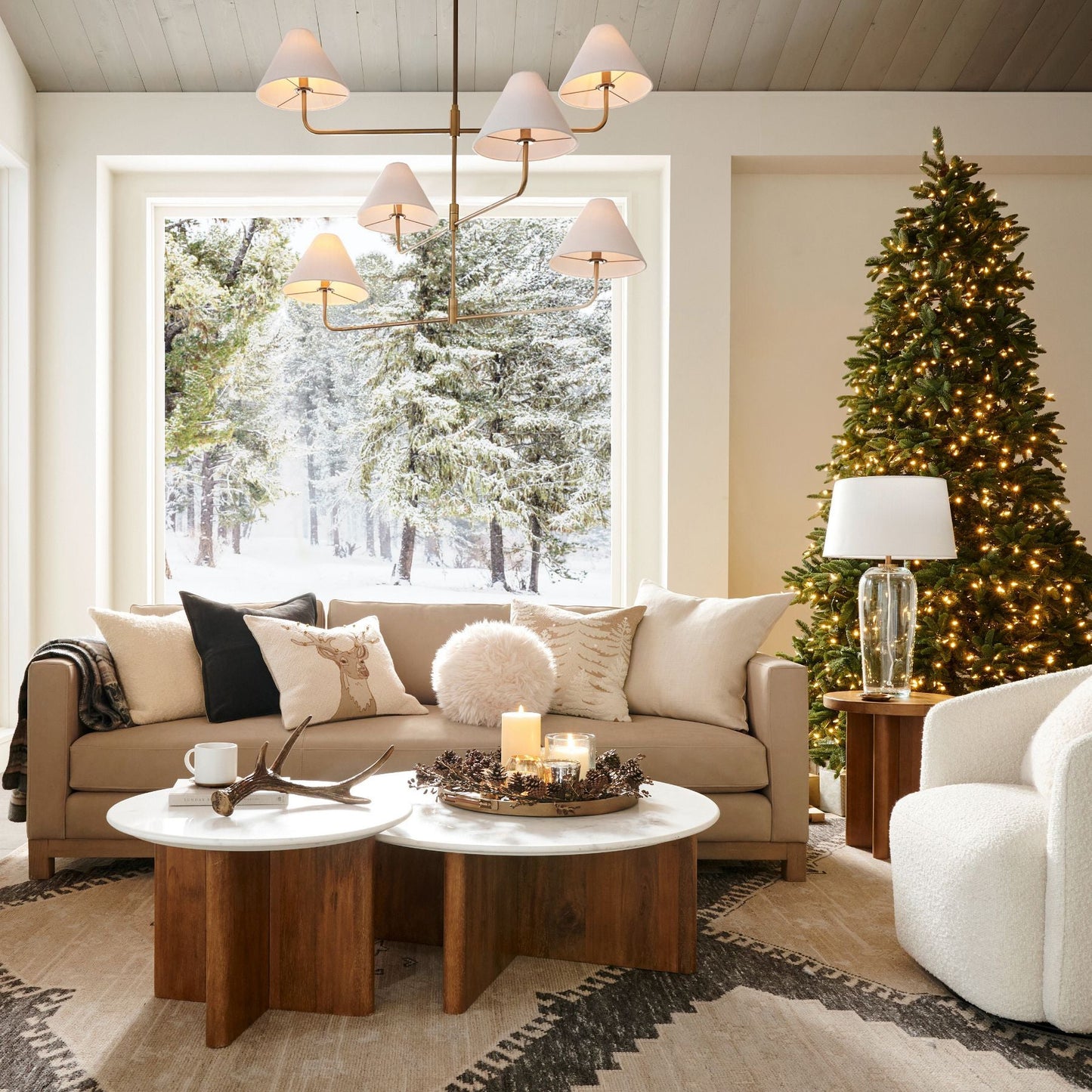 Basden Three Tier Chandelier | Mobile-Inspired 6-Light Brass Pendant