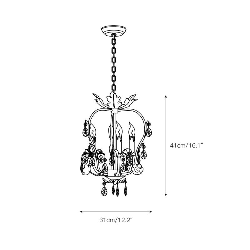 Monteleone Chandelier - Compact Gold Iron & Faceted Crystal 3-Light Pendant