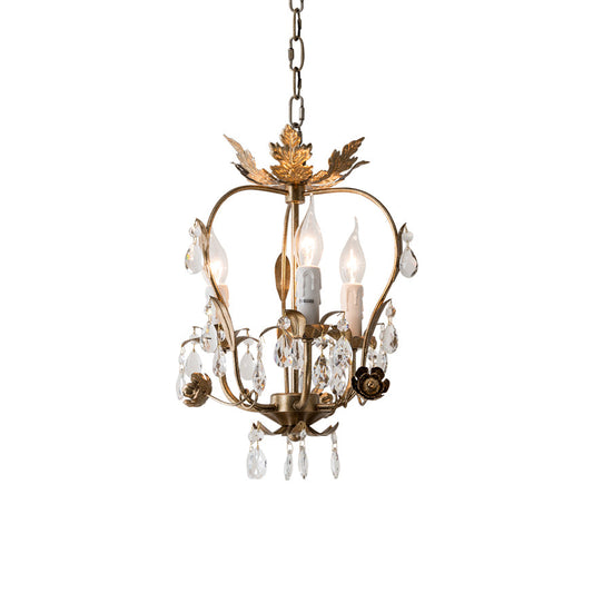 Monteleone Chandelier - Compact Gold Iron & Faceted Crystal 3-Light Pendant