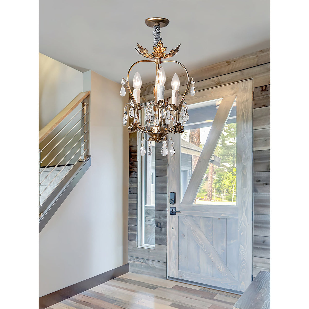 Monteleone Chandelier - Compact Gold Iron & Faceted Crystal 3-Light Pendant