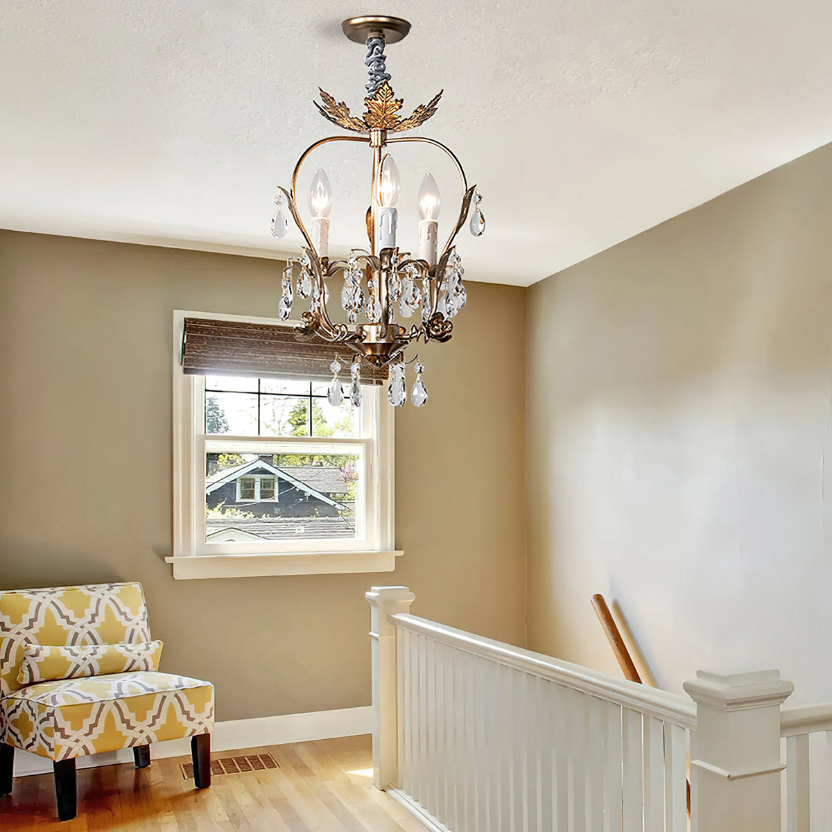 Monteleone Chandelier - Compact Gold Iron & Faceted Crystal 3-Light Pendant