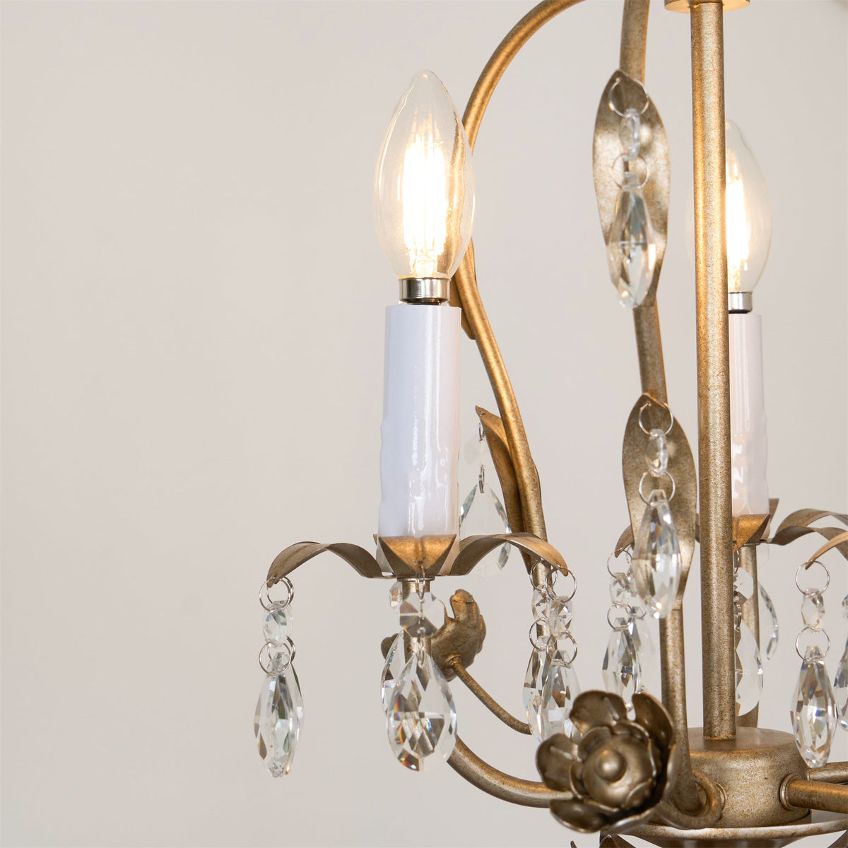 Monteleone Chandelier - Compact Gold Iron & Faceted Crystal 3-Light Pendant