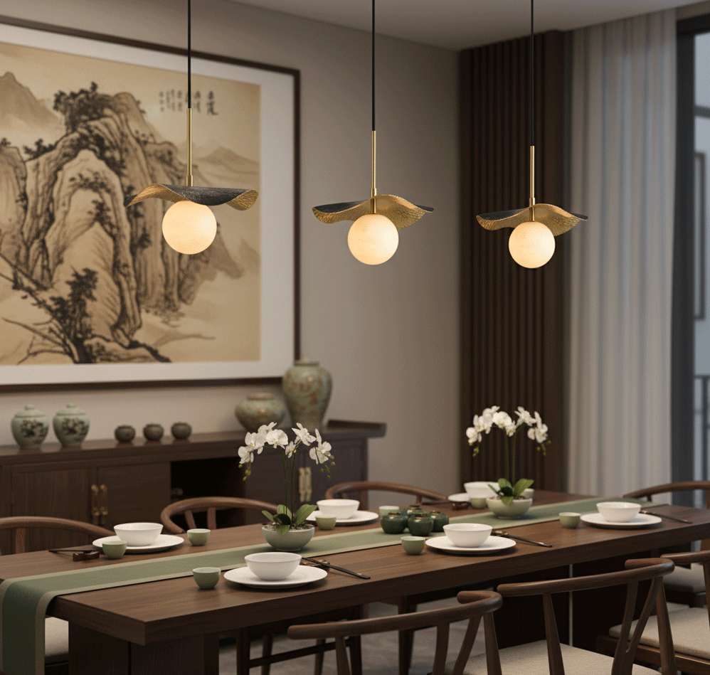 Montera Alabaster Pendant Light - Biomorphic Curved Stone & Brass Light