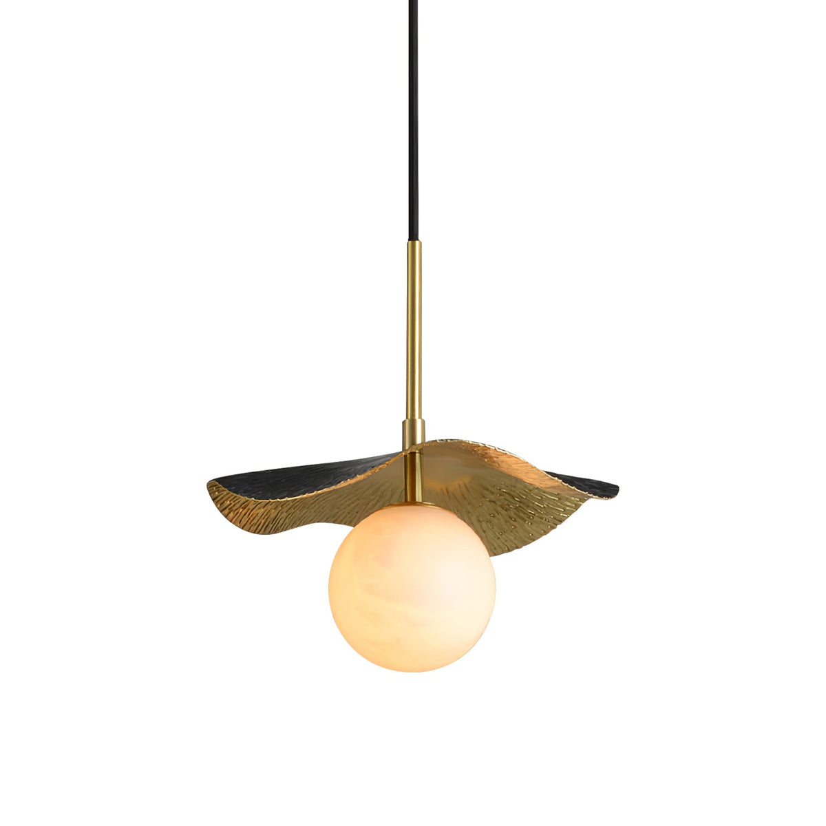 Montera Alabaster Pendant Light - Biomorphic Curved Stone & Brass Light