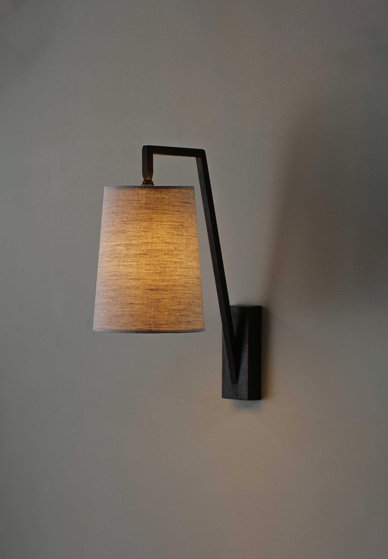 Monty Wall Lamp - Mid-Century Modern Brass & Fabric Sconce | Angled Geometric Wall Light