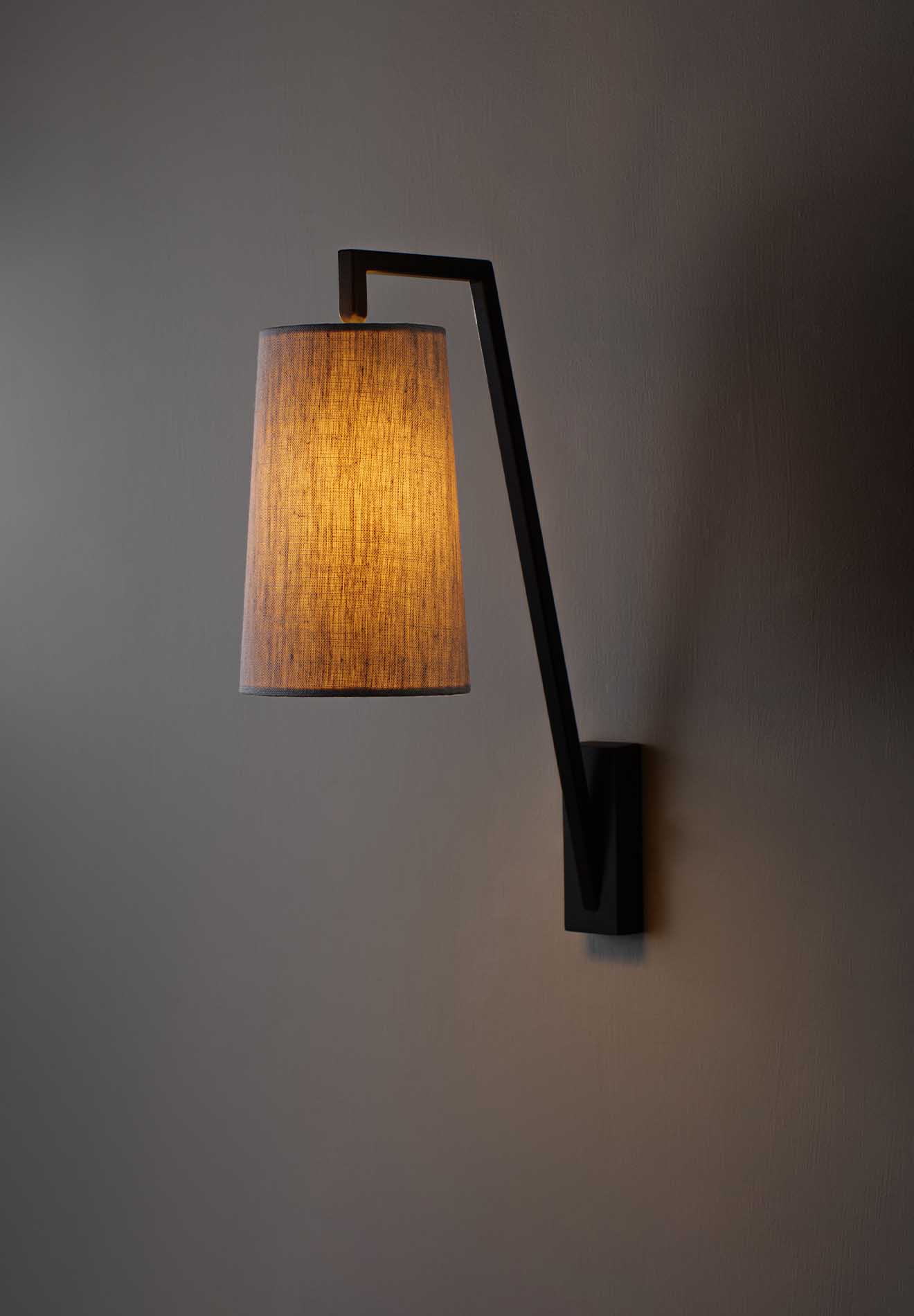 Monty Wall Lamp - Mid-Century Modern Brass & Fabric Sconce | Angled Geometric Wall Light
