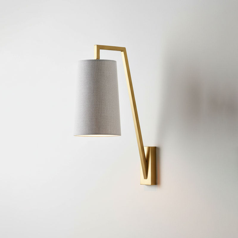 Monty Wall Lamp - Mid-Century Modern Brass & Fabric Sconce | Angled Geometric Wall Light