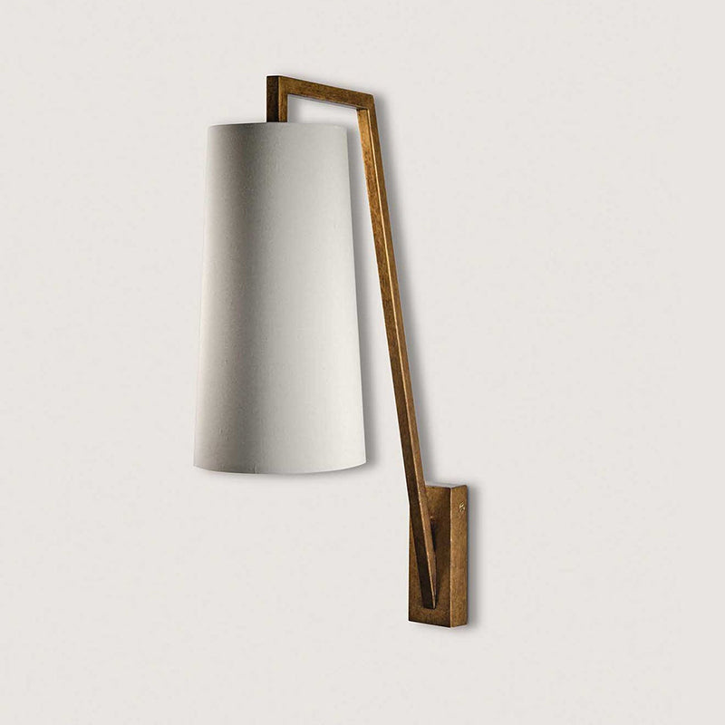 Monty Wall Lamp - Mid-Century Modern Brass & Fabric Sconce | Angled Geometric Wall Light