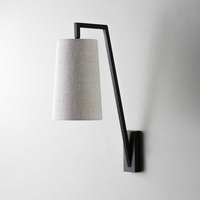Monty Wall Lamp - Mid-Century Modern Brass & Fabric Sconce | Angled Geometric Wall Light
