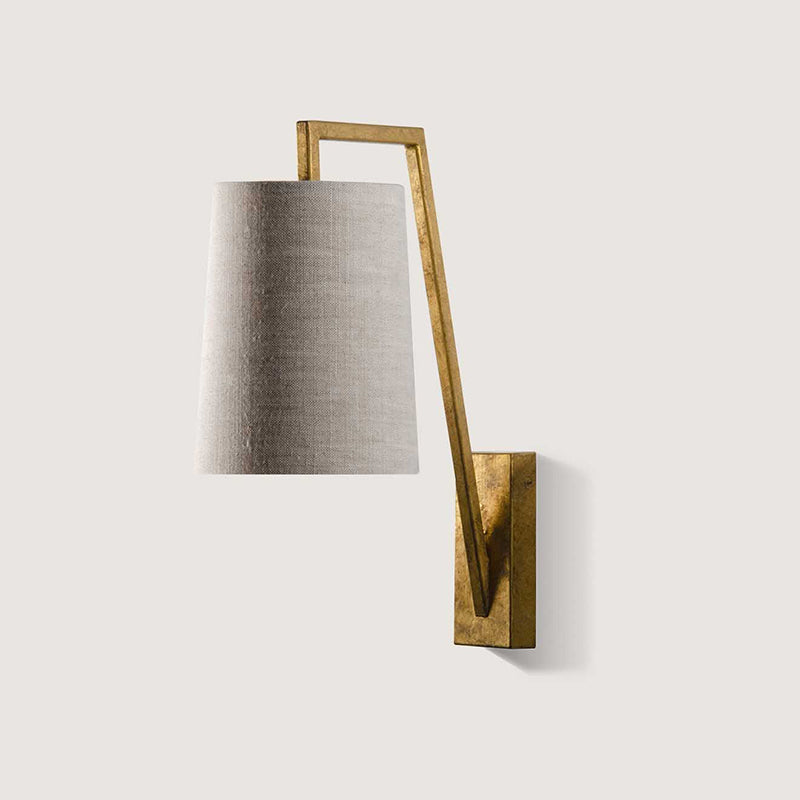 Monty Wall Lamp - Mid-Century Modern Brass & Fabric Sconce | Angled Geometric Wall Light
