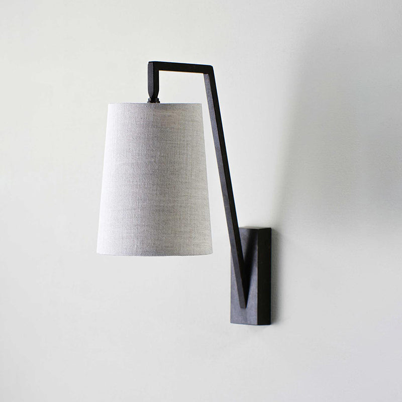 Monty Wall Lamp - Mid-Century Modern Brass & Fabric Sconce | Angled Geometric Wall Light