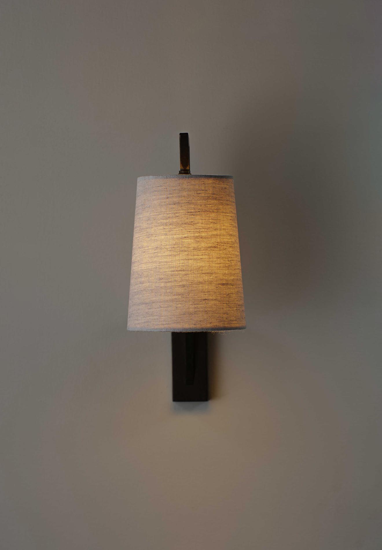 Monty Wall Lamp - Mid-Century Modern Brass & Fabric Sconce | Angled Geometric Wall Light