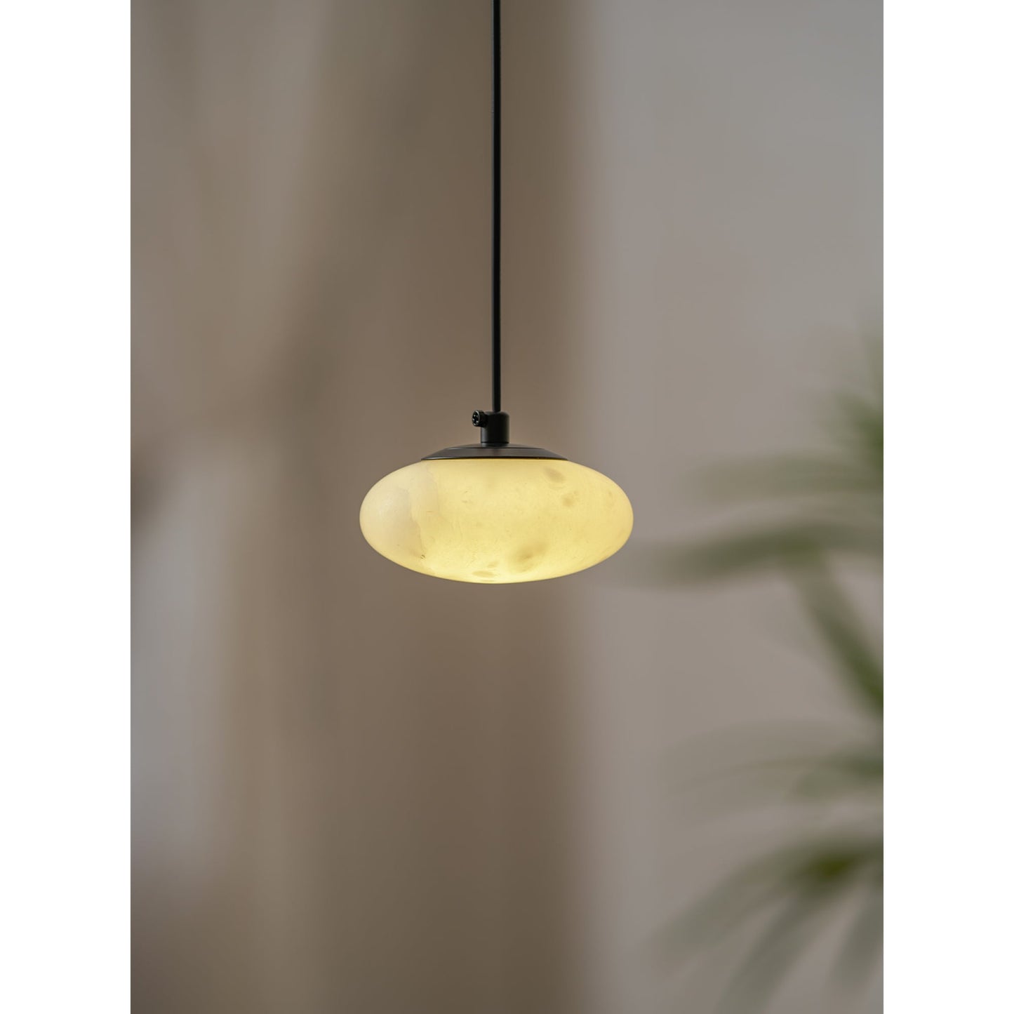 Moonstone Alabaster Pendant Lamp - Natural Spanish Stone & Brass Pendant | Modern Organic