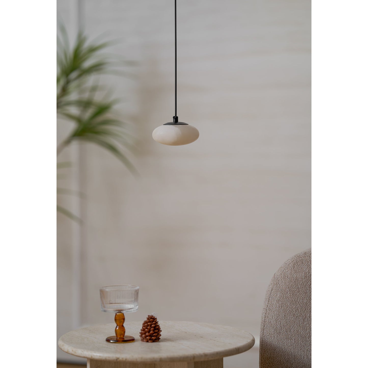 Moonstone Alabaster Pendant Lamp - Natural Spanish Stone & Brass Pendant | Modern Organic