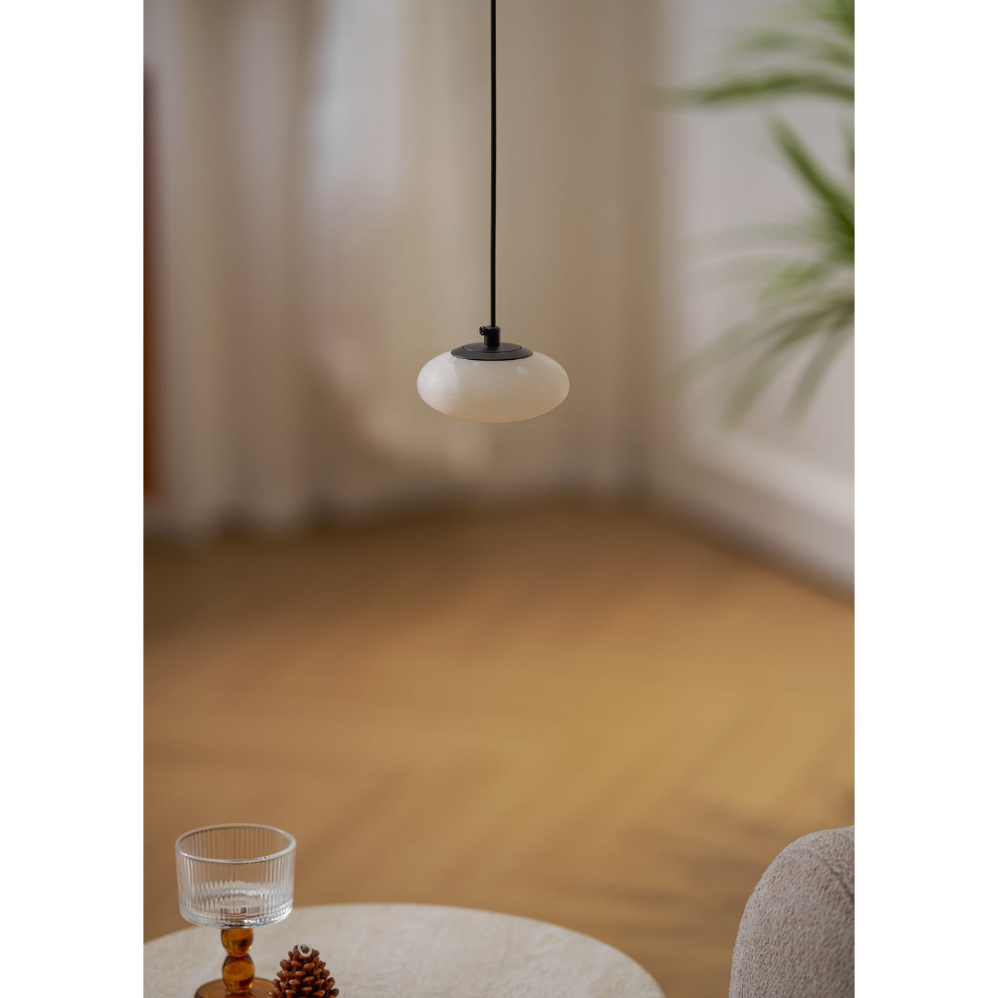 Moonstone Alabaster Pendant Lamp - Natural Spanish Stone & Brass Pendant | Modern Organic