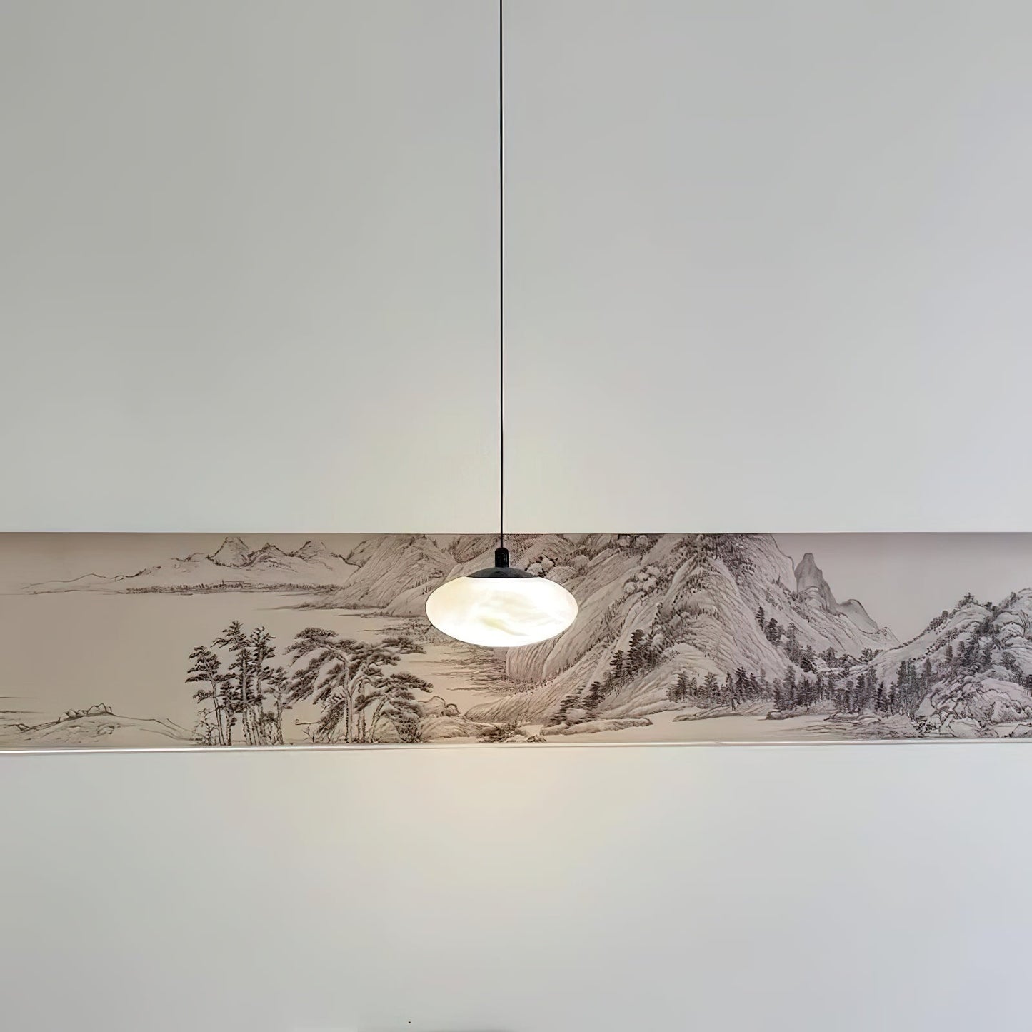 Moonstone Alabaster Pendant Lamp - Natural Spanish Stone & Brass Pendant | Modern Organic