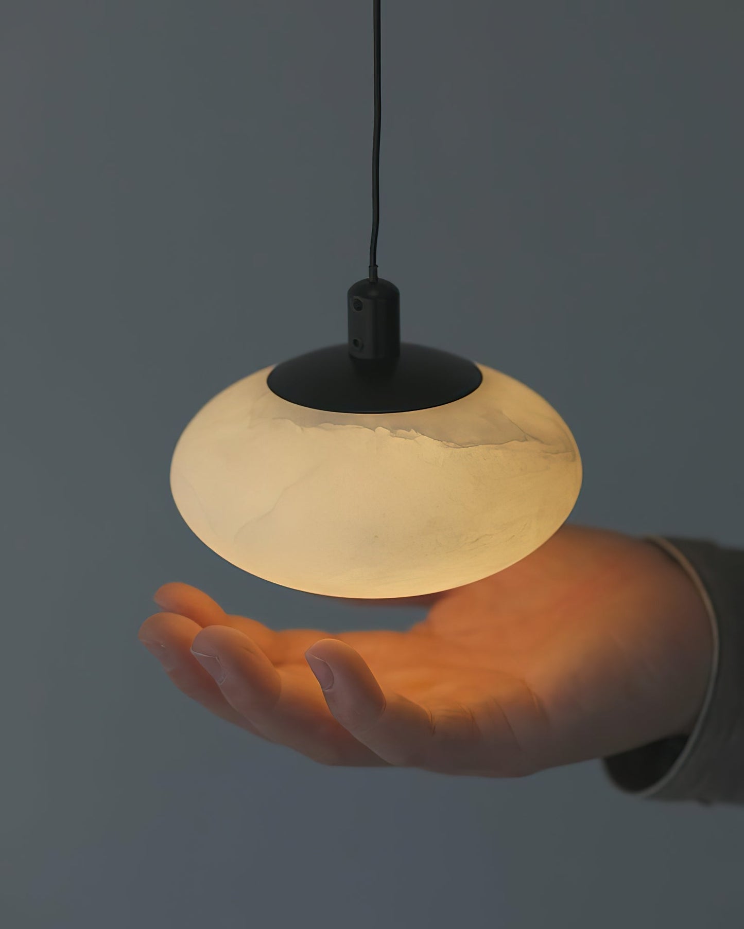 Moonstone Alabaster Pendant Lamp - Natural Spanish Stone & Brass Pendant | Modern Organic