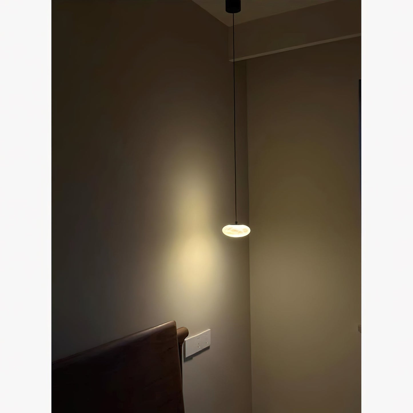 Moonstone Alabaster Pendant Lamp - Natural Spanish Stone & Brass Pendant | Modern Organic