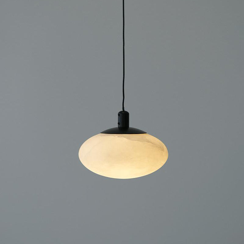 Moonstone Alabaster Pendant Lamp - Natural Spanish Stone & Brass Pendant | Modern Organic