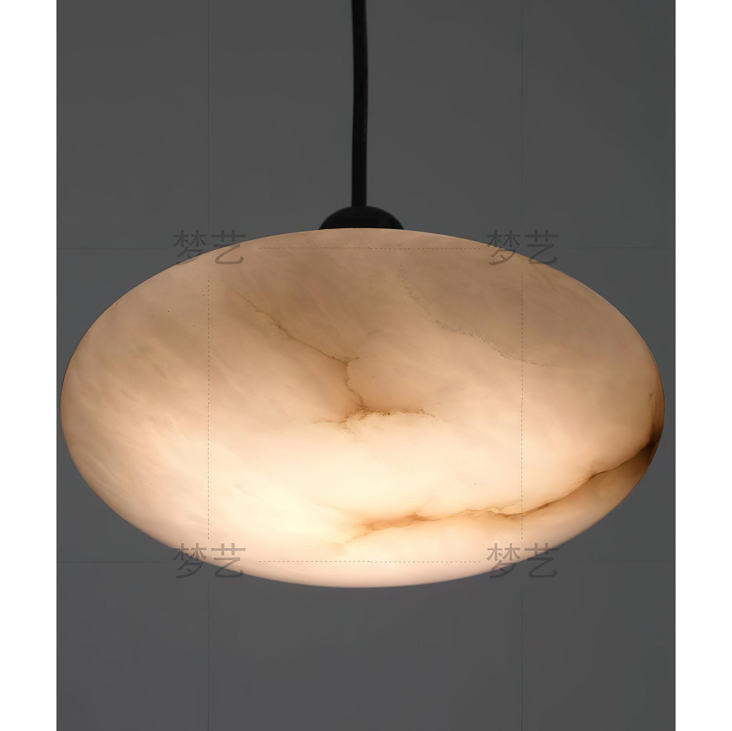 Moonstone Alabaster Pendant Lamp - Natural Spanish Stone & Brass Pendant | Modern Organic
